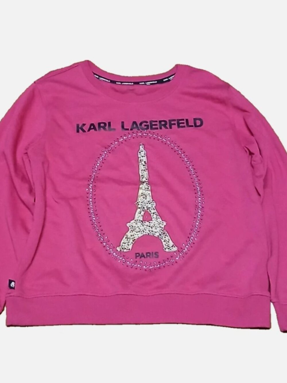 Karl Lagerfeld Paris Hot Pink Logo Crew Sweatshirt Size L